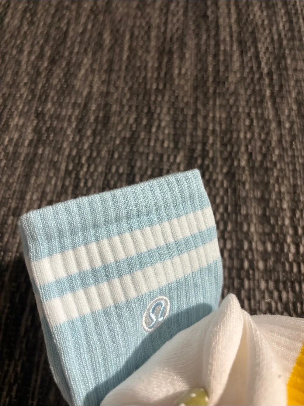 Lululemon Daily Essentials Socks 3 Pair Candy Cloud Foam Cloud White Yellow Sz L
